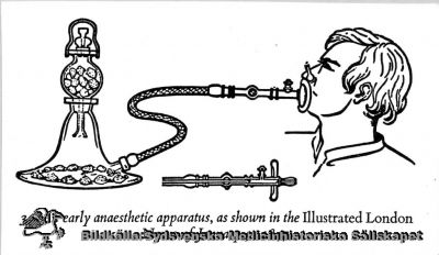 En tidig narkosapparat, 1847
An early anaesthetic apparatus, as shown in the Ilustrated London News of January 9, 1847. Reprofoto monterat på pappskiva. Påskrift med handstil: "Anestesi".
Nyckelord: Anestesi;Narkosapparat;Tidig;Reprofoto;Monterat;1847;Kapsel 08