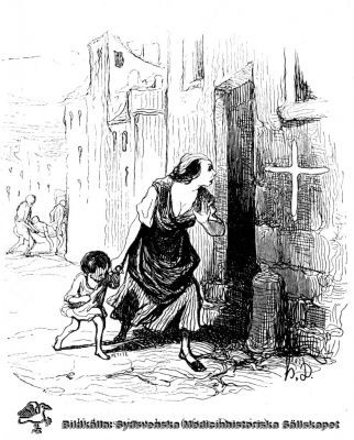 Kolera!
Infektionssjukdomar. MS-8.606. Foto Monterat. "Kolerasmittat hus (efter Daumier)." 
Nyckelord: Kolera;Koleratider;Honoré;Daumier;Reprofoto;Monterat;Kapsel 09;Infektionssjukdomar;1800-talet