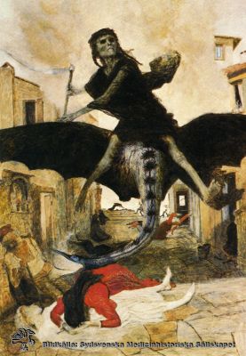 Pesten härjar!
Infektionssjukdomar. Vykort. På baksidan står det: Nr. 4590. ARNOLD BÖCKLIN (1827-1901) Die Pest-La peste-The Plague. 1898. (Kunstmuseum Basel, Depositum der Eidg. Gottfried Keller-Stiftung). Verlag Kunstmuseum Basel - Vertrieb F. Reiter Kunstverlag, Ebmatingen. Printed in Switzerland - S78/2.
Nyckelord: Pesten;Infektionssjukdomar;Arnold Böcklin;1800-talet;Kapsel 09;Vykort;Tryck;Pest