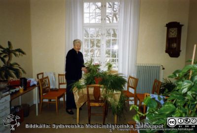 Medicinhistoriska Museet, St Lars. Agnete Bisgaard i fikarummet.
Nyckelord: Medicinhistoriskt;Museum;St Lars;personal;Agnete;Bisgaard;Kafferum;Pausrum