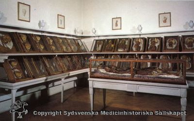 Medicinhistoriska museet Josephinum i Wien (6)
Medicinhistoriska museum i Europa. Aus "Das Josephinum". Copyright Verlag Christian Brandstätter, Wien. Bild nr. 6. Blick in einen der sechs Säle der Sammlung anatomischer Wachspräparate, die unter der Leitung von Felice Fontana (1720-1805) und Paolo Mascagni (1752-1815) auf Josephs II. Wunsch eigens für die Akademie in Florenz angefertigt wurden. Vykort
Nyckelord: Medicinhistoriskt;Museum;Wien;Josephinum;Moulage;Vaxpreparat;Undervisning;Fontana;Felice;Mascagni;Paolo;Josef II;Akademie;Florens;Florenz;1700-talet