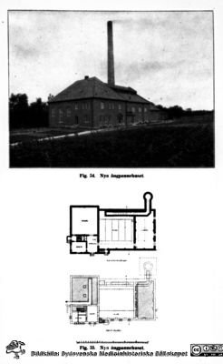 Nya panncentralen på norra området, Lasarettet i Lund år 1918
PÃ¤rm Lasarettets bildarkiv, "gamla bilder". A. 	Text, troligen fr¥n Borelii historik 1918. Fig. 54. Nya ångpannehuset. Fig. 55. Nya ångpannerummet. Repronegativ
Nyckelord: Lasarettet;Lund;Norra;Området;Karta;Beskrivning;Universitet;Universitetssjukhus;Panncentral;Ångpanna;Pannrum;Panncentral