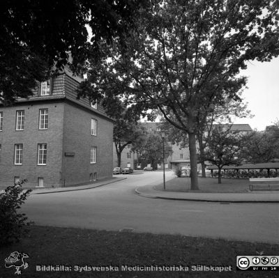 Lasarettet i Lund år 1967. Kvinnokliniken.
Lasarettsfotograferna i Lund. Pärm "Div. tagningar, 1960 och t.v.". Foto år 1967. Omärkt bild. Kvinnoklinikens nordöstra del. Från negativ
Nyckelord: Lasarett;Lund;Universitet;Universitetsklinik;Universitetsklinik;USiL;KK;Kvinnoklinik;Gynekologi