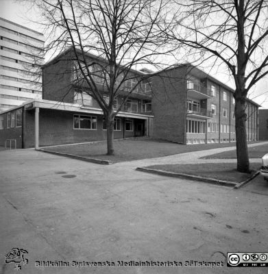 Lasarettet i Lund, bl. a. ögonkliniken, 1967
Pärm "Div. tagningar 1960 och t.v." Omärkt bild 1967. Lasarettet i Lund. Ögonklinikens fasader mot söder och väster. Det ännu inte riktigt färdigbyggda centralblocket ses i bakgrunden. Från negativ.
Nyckelord: Lund;Lasarett;Universitet;Universitetssjukhus;Ögon;Oftalmologi;Oftalmiatrik