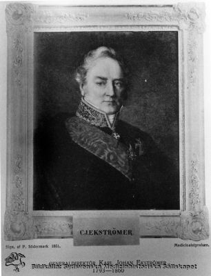 C. J. EKSTRÖMER, generaldirektör
Text under ramen: Sign. af. P. Södermark 1851. Medicinalstyrelsen. Text nederst: GENERALDIREKTÖR KARL JOHAN EKSTRÖMER, 1793 - 1860. Foto av målning.Omonterat
Nyckelord: Generaldirektör;Medicinalstyrelsen;1700-talet;1800-talet;Södermark;Reprofoto;Kapsel 12;Porträtt