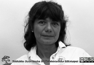 Kurator Birgitta Gustavii Koskinen, sexual- och familjerådgivare på kvinnokliniken 1987
Sjukhusfotograferna i Lund. Pärm Svart-vita neg. 1987. 108/-87. 87-09-25. Från negativ.
Nyckelord: Lasarettet;Lund;Universitetssjukhus;USiL;Kvinnoklinik;Sexualrådgivning;Familjerådgivning;Socialmedicin