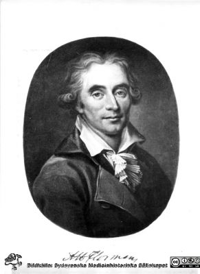 Arvid Henrik Florman (1761-1840)
Pärm med bilder tänkta för A. Flaum "Lasarettet i Lund" (1968). Oljemålning av J. Juel. Lunds universitet. (Sid.115 i Flaum 1968, men där i färg)
Nyckelord: Lasarettet;Lund;USiL;Universitetssjukhuset;Kirurgi;Porträtt