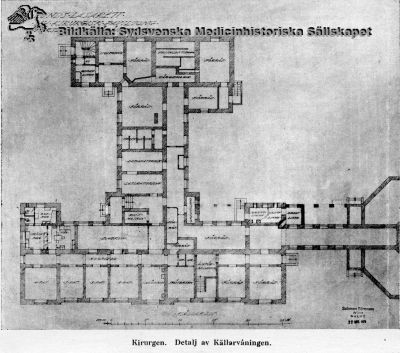 Plan över kirurgisk avdelning på södra lasarettsområdet
Bild i kapsel 01 i Medicinhistoriska Museets bildarkiv på Regionarkivet i Lund. Detalj av källarvåningen. Daterad Salomon Sörensen, Arkitekt, Malmö, 22 mars 1929.
Nyckelord: Kapsel 01;Lasarettet;Lund;Södra;Område;Kirurgi;Kirurgisk;Klinik;Plan;Ritning;Planritning;Källare;Salomon;Sörensen;1929;Söder