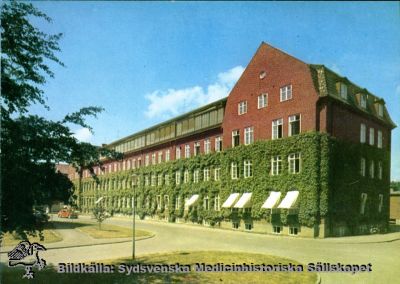 Ortopediska kliniken i Lund i mitten av 1900-talet
Dåvarande ortopediska kliniken i Lund (på 2000-talet kvinnoklinik). Tryckt vykort, troligast från 1960-talet.
Nyckelord: Kapsel 03;Regionarkivet;Lasarettet;Lund;Ortopedisk;Klinik;Kvinnoklinik;Gynekologi;Vykort