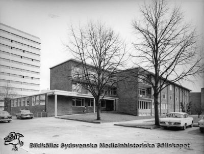 Ögonkliniken i Lund på norra lasarettsområdet, invigd 1942.
Vy från från sydväst. Invigd 7/6 1942. Lasarettet i Lund. Publicerad i Flaum 1968, sid.232. Foto senast 1968. Originalfoto. Monterat
Nyckelord: Kapsel 18;Lund;Lasarett;Norra;Område