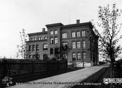 Västra administrationen, "förvaltningen"
Kapsel 22 med bilder från St Lars. Påskrift: "Västra administrationen, "förvaltningen", asylen Östra sjukhuset med festsal". "Asylen" lades formellt sett ned 1910 och blev Lunds Hospitals västra sjukhus, men namnet "Asylen" levde länge kvar. Reprofoto. Ej monterat - Kommentar 2011: "Asylen" var egentligen Västra sjukhuset, så här har nog bildregistreraren blivit förvirrad /BE.
Nyckelord: Kapsel 22;Lund;St Lars;Exteriör;Administration;Förvaltning