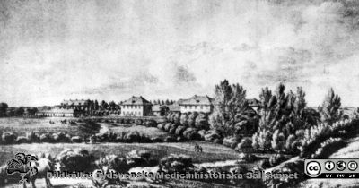 Schleswigs hospital
Kapsel 28. Litografi av Joh. Fr. Fritz, 1830-talet. Med hist tavelmotiv. Reprofoto. Monterat
Nyckelord: Kapsel 28;Sjukhus;Hospital;Mentalsjukhus;Exteriört;1830-talet