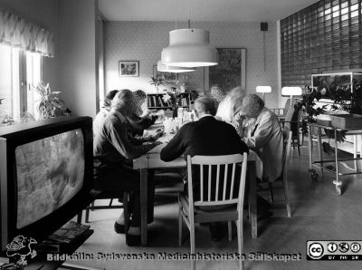 Radiologiska / onkologiska kliniken i slutet av 1980-talet
Foto Ola Terje låda B. 53/9. Avdelning 86, Dagrum. Originalfoto. 
Nyckelord: Lasarett;Lund;Universitet;Universitetssjukhus;USiL;Radiologi;Onkologi