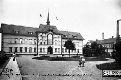 Ursprunglinga Malmö Allmänna Sjukhus från 1896
Album 1988B i fotograf Björn Henrikssons samling. Gamla MAS, interiörer och byggnader. Till hö ekonomibyggnad (tvätt, kök etc.). Foto i början av 1900-talet med gammaldags ortokromatisk film som gav omvänd gråskala på den svenska flaggen. Från 35 mm repronegativ

Nyckelord: MAS;UMAS;Malmö;Allmänna;Sjukhus