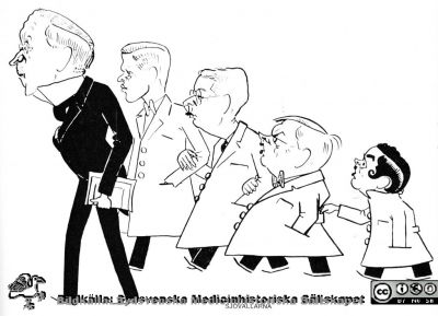 Sjövallarna
Karikatyr av Sjövallarna i "Medicinare i lundamiljö" : tillägnad Medicinska föreningen i Lund vid dess 75-årsjubileum... 1969 / red. Gösta Hagerman. Signaturen Alvar ritade 1934.
Nyckelord: Medicinska;Föreningen;Lund;Karikatyr