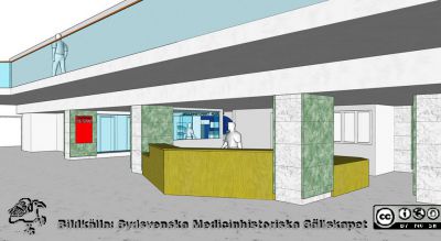 Arkitektskiss 2007 för en medicinhistorisk utställning.
arkitektskiss 2007 för en medicinhistorisk utställning i anslutning till entréhallen i C-blocket på Lasarettet i Lund. Denna blev verklighet 2009.
Nyckelord: Lasarretet i Lund;Universitetssjukhuset i Lund;Medicinhistorisk utställning;Sydsvenska Medicinhistoriska Sällskapet;SUS i Lund;Entéhallen;C-blocket