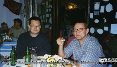 Lundbystudien 1947 - 1997
Erik Hofvendahl och Mats Bogren, Lundbystudien, c:a 2000, på Dalby Gästis. Bildkälla Per Nettelbladt.
Nyckelord: Lasarettet;Lund;Universitetssjukhuset;USiL;Psykiatriska;Kliniken