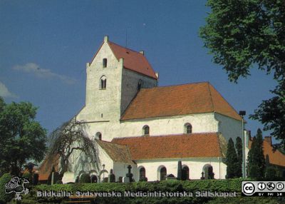 Album Lundby-studien, 1947-1997. Dalby Heligkorskyrka. Nordens äldsta stenkyrka, från år 1060. Från vykort.
Nyckelord: Lundbystudien;Kyrka;Vykort