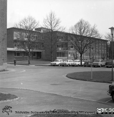 Lasarettet i Lund, ögonkliniken, 1967
Pärm "Div. tagningar 1960 och t.v." Omärkt bild 1967. Lasarettet i Lund. Ögonklinikens fasad mot söder. Från negativ.
Nyckelord: Lund;Lasarett;Universitet;Universitetssjukhus;Ögon;Oftalmologi;Oftalmiatrik;Klinik