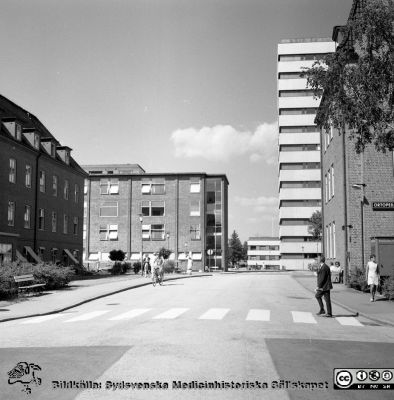 Vy norrut mot den gamla radiologiska kliniken och det nya centralblocket, färdigt 1968
Sjukhusfotograferna i Lund. Pärm Diverse tagningar. 1971, 1972, 1973. Omärkt bild. ill vänster öronkliniken, i bakgrunden radiologiska kliniken och centralblocket och till höger ortopediska kliniken. Från negativ
Nyckelord: Lasarett;Lund;Universitetssjukhus;USiL