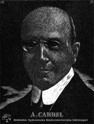 ALEXIS CARREL, L. B. , Sc. B. , M. D. , Sc. D. , LL. D. , C. M. G. , D. S. M. 
Född 1873. Belönad 1912 med Nobelpriset i fysiologi eller medicin "såsom ett erkännande för hans arbeten rörande kärlsutur samt kärl- och organtransplantation". Reprotryck. Monterat
Nyckelord: Nobelpris;Nobelpristagare;Fysiologi;Medicin;Kirurgi;Kärlkirurgi;Transplantation;Kapsel 12