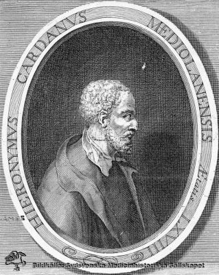 Hieronymus Cardanus (1501-1576; även Girolamo Cardano)
Text runt porträttet: MEDIOLANENSIS Aetatis LXVIII HIERONYMVS CARDANVS. Reprotryck. Monterat. Proveniens okänd.
Nyckelord: Porträtt;Reprotryck;Monterat;Kapsel 12;1500-talet