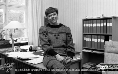 Sjukvårdsföreståndare Ingegerd Richardson 1986
Pärm Negativ S/V, färg-1986. 13/86. Från negativ
Nyckelord: Lasarettet;Lund;Universitetssjukhus;USiL;Klinik;Föreståndare;Sköterska