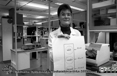 Gertrud Lundkvist
Sjukhusfotograferna i Lund. Pärm Sv/v neg. 1989. 90. 9.0.427. 89-12-06. Avdelningsföreståndare Gertrud Lundkvist på avdelningen för klinisk farmakologi har fått en utmärkelse av sjukhusets förslagskommitté. Från negativ
Nyckelord: Lasarettet;Lund;Universitetssjukhus;USiL;Utmärkelse;Förslagskommitt;Avdelningen;Klinisk;Farmakologi