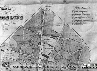 Karta över staden Lund inom vallarne 1837.
Karta över staden Lund inom vallarne 1837.
Nyckelord: Kapsel 17;Karta;Lund