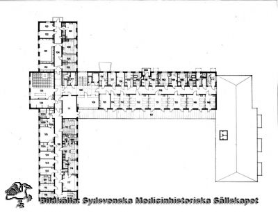 Barnsjukhuset: 1 tr. upp
Reprofoto av en tryckt bild. Monterat
Nyckelord: Kapsel 18;Lund;Lasarett;Område;Lasarettsområde;Norra;Planritning;Arkiktektritning