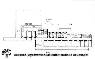 Ögonkliniken i Lund, Plan av vån. 1 tr. 
Plan av vån. 1 tr. inom den nya ögonkliniken vid Lunds lasarett. Reprofoto av tryckt bild. Monterat
Nyckelord: Kapsel 18;Ritning;Arkitektritning;Planritning;Lund;Lund;Norra;Område