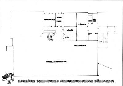 Lasarettet i Lund, onkologiska / radiologiska kliniken. Högvoltsavdelningen, plan B (mezzaninplan)
Arkitektritning för ombyggnaden 1963 - 1965. Reprofoto av tryckt bild. Monterat
Nyckelord: Kapsel 18;Lund;Norra;Området;Arkitektritning;Ritning;Onkologi;Planritning