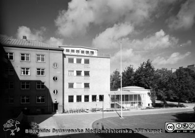 Malmö Allmänna Sjukhus. Nya medicinska kliniken med aulan, 1954
Pärm äldre neg. 1951-1958 MAS, från fotograf Björn Henrikssons samling. Från negativ
Nyckelord: MAS;UMAS;Malmö;Allmänna;Sjukhus;Aula;Medicin