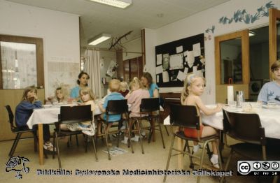 Röda Stugan", Lasarettet i Lunds barndaghem, 1990
Sjukhusets barndaghem i Lund, "Röda Stugan", låg på 1980-talet på tomten mellan infektionskliniken (i bakgrunden) och barnkliniken, dvs strax väster om radiologiska kliniken. När denna skulle utvidgas västerut flyttades barndaghemmet till tomten öster om ögonkliniken B, söder om psykiatriska kliniken (senare kallad Wigerthuset). Barndaghemmet dokumenterades inför flyttningen.
Nyckelord: Lasarettet;Lund;Universitet;Universitetssjukhus;Daghem;Barndaghem;Förskola