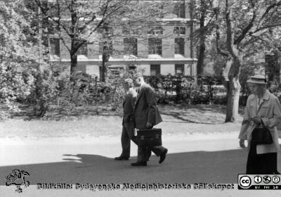 Ögonläkarmöte i Lund 4/6 - 5/6 1955
Herbert Wolff och Stig Holm vid universitetsbiblioteket, rimligen på väg tillbaka till ögonkliniken efter lunch på Akademiska Föreningen eller i matsalen på södra lasarettsområdet. Ur Paul Enokssons fotoalbum. Fil 980407i.tif.
Nyckelord: _Ögon;_Ögonkliniken;_Ögonläkare;Lunds universitet;Lasarettet i Lund;Medicinska fakulteten;Nordiskt