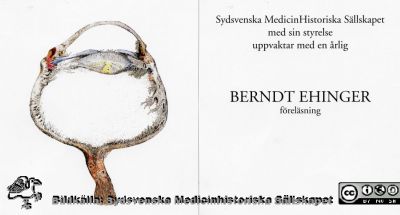 Hyllningsadress till Berndt Ehinger på hans 80-årsdag 2017-09-06
Sydsvenska Medicinhistoriska Sällskapet hyllade Berndt Ehinger på hans 80-årsdag 17-09-06 genom att instifta en årlig medicinhistorisk Berndt Ehinger-föreläsning. Ordförande Britta Stenstam överräckte denna hyllningsadress. Bilden är ritad av hennes man Magnus Stenstam.
Nyckelord: Fest;Hyllning;Födelsdedag;80-årsdag;Uppvagning