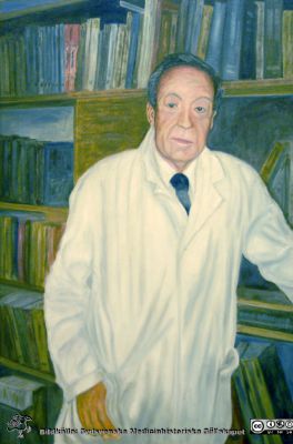 Folke Nordbring (1921-1994), professor i infektionssjukdomar i Lund. 
Porträttmålning på infektionskliniken i Lund.
Nyckelord: Lasarettet;Lund;Universitetssjukhuset;USiL;Infektion;Epidemiologiska;Kliniken