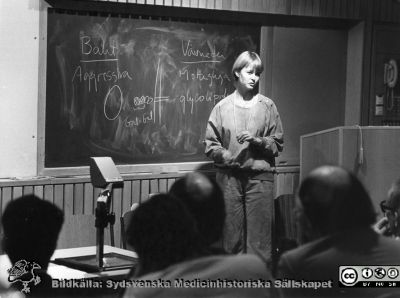 Catharina Svanborg, yngre Fernströmspristagare 1983
Fernströmföreläsning med Göteborgs yngre pristagare 1983, Catharina Svanborg. Hon blev senare professor i mikrobiologi i Lund. Foto från Ingegärd Lindqvist, september 2015.
Nyckelord: Lasarettet;Lund;Universitetssjukhuset;USiL;Fernströmsstiftelsen;Forskning;Föreläsning;Pristagare